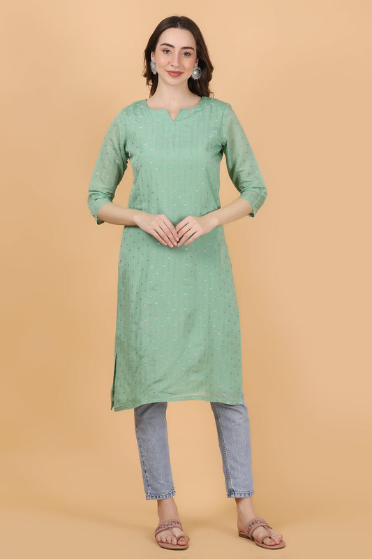 Green Jacquard Weave Kurti