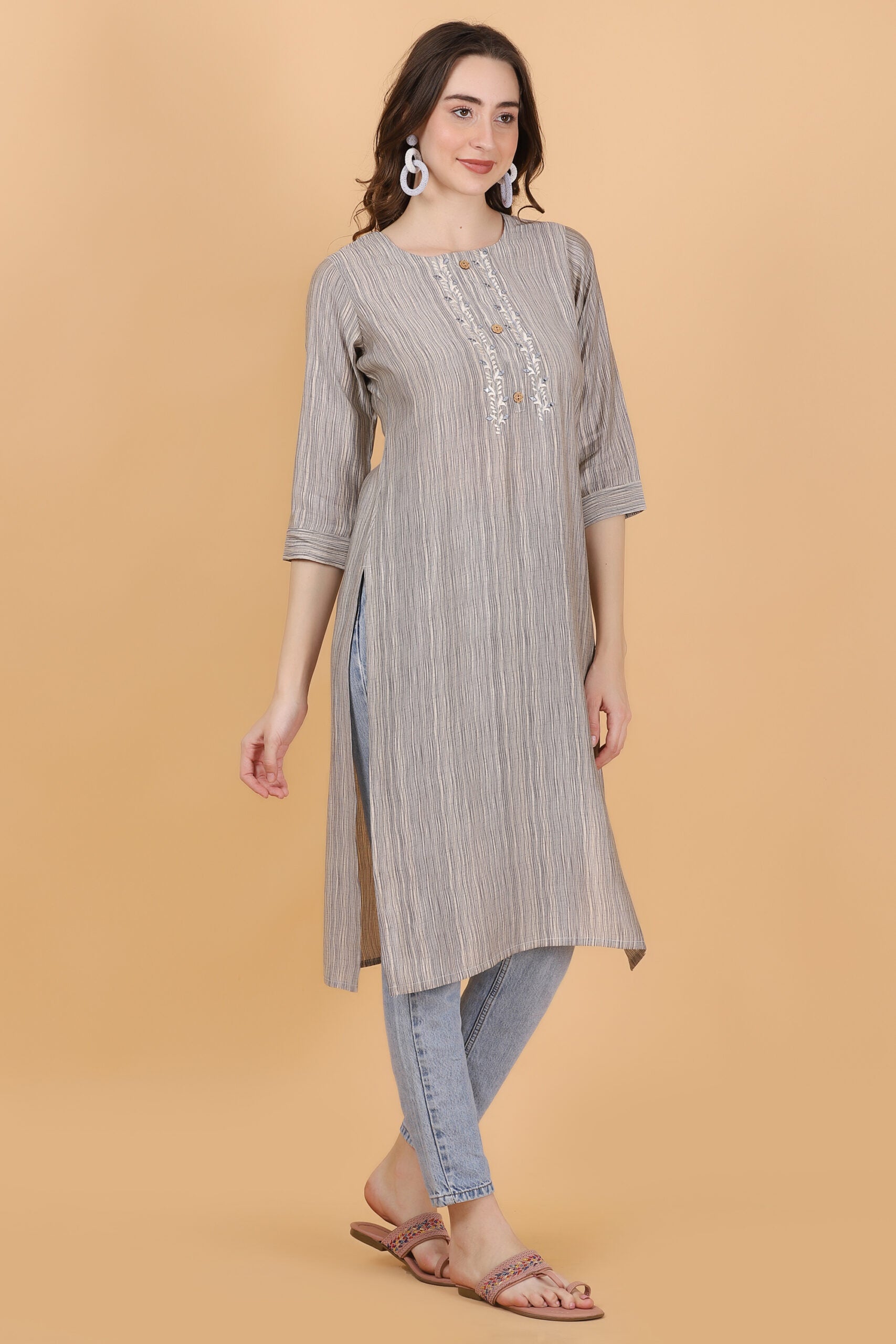 Vicos Modal Casual Self Design Kurta - Style Like A Diva