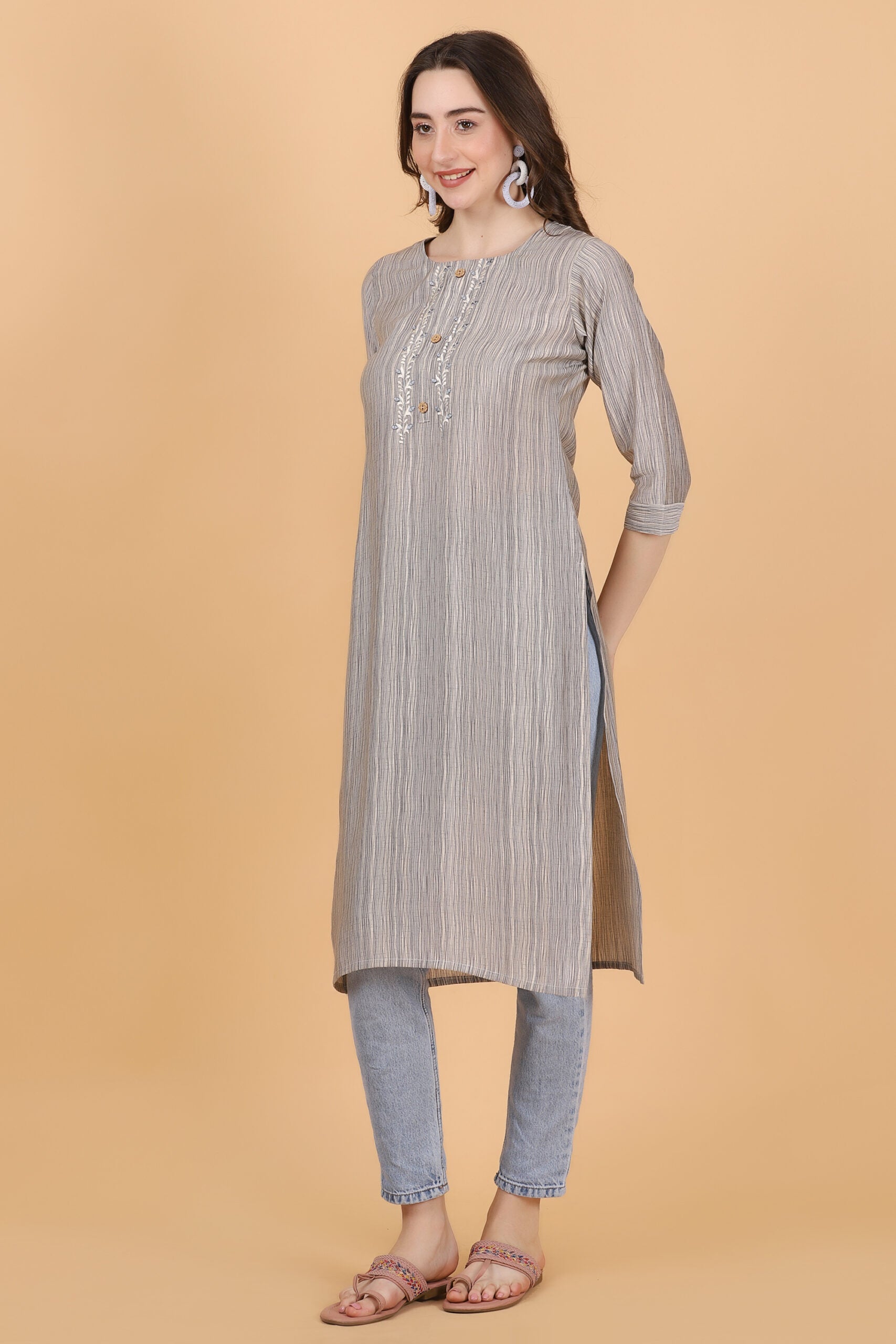 Vicos Modal Casual Self Design Kurta - Style Like A Diva